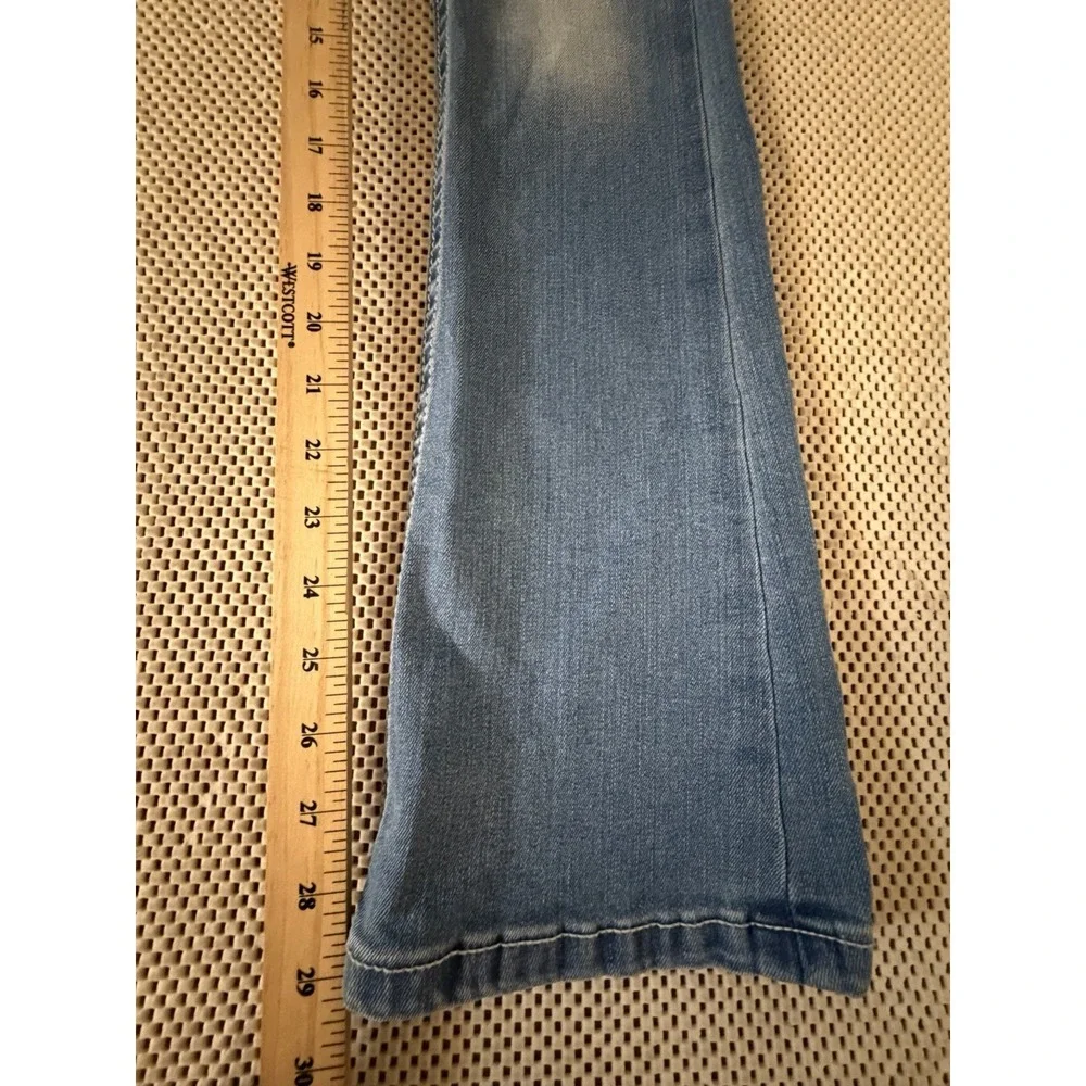 Stella In Dreams Jeans Sz 0 Mid Rise Boot Cut Bootcut Embroidered Thick Stitch
